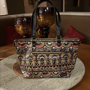 SAKROOTS Artist Circle Satchel Metro Tote Boho Double Straps with Pockets